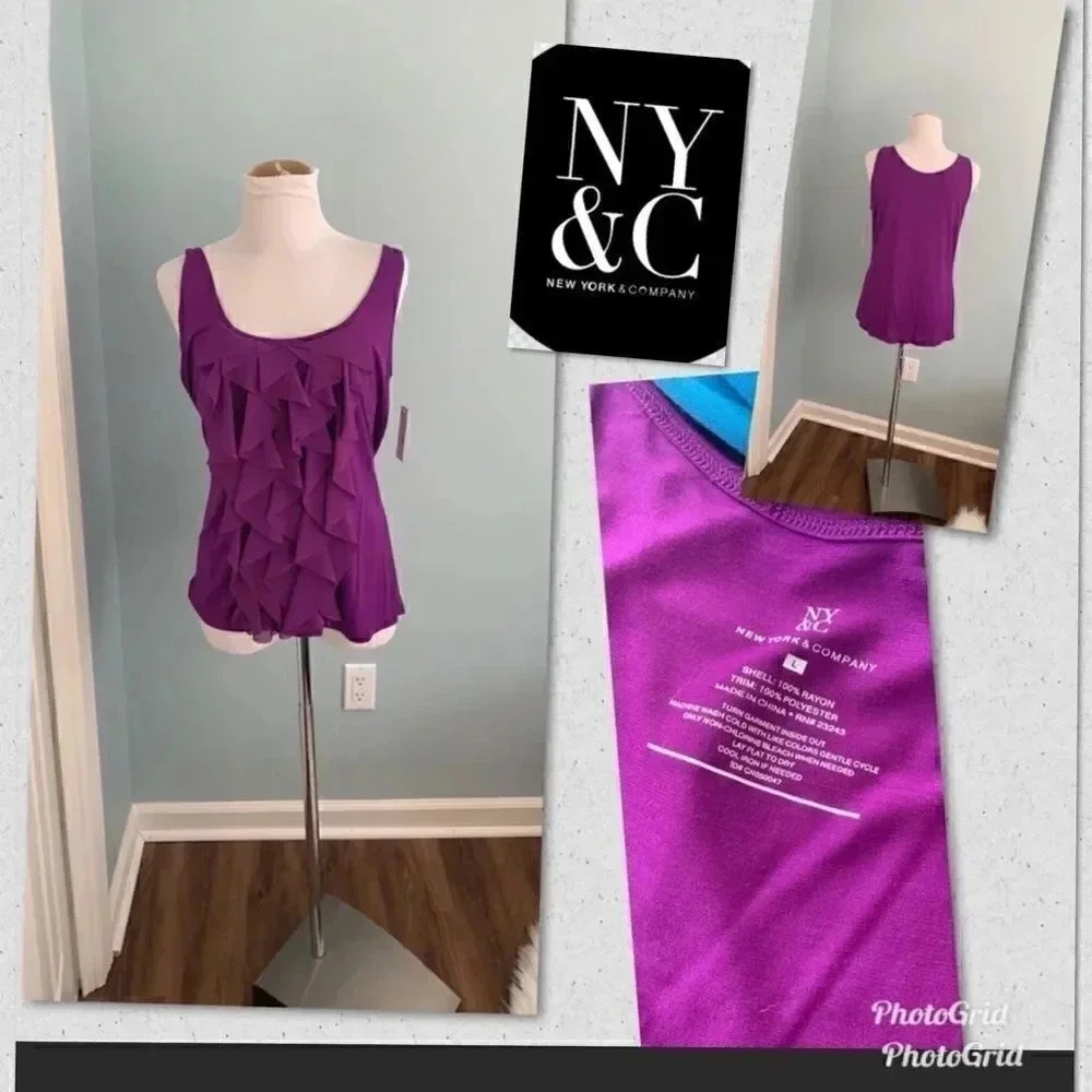 NY&CO new purple ruffle women top size Large